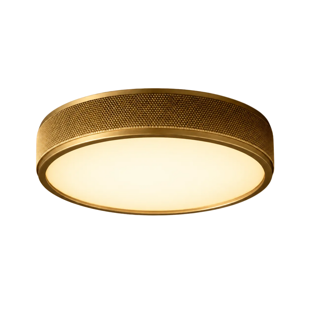 LED ceiling flush mount in aged brass