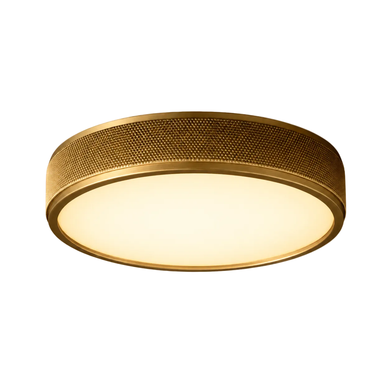 LED ceiling flush mount in aged brass