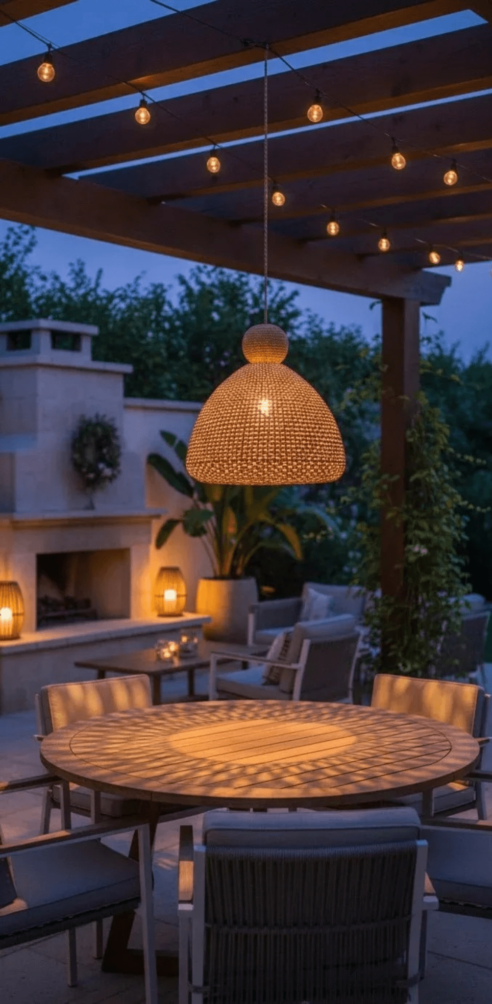 Bali Bell 32" Natural Rattan Pendant