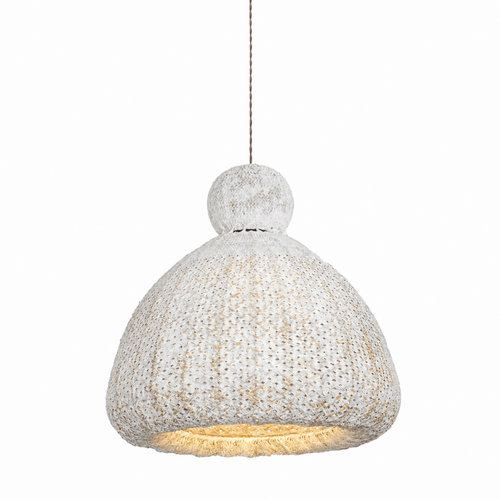 Bali Bell 32" White Rattan Pendant