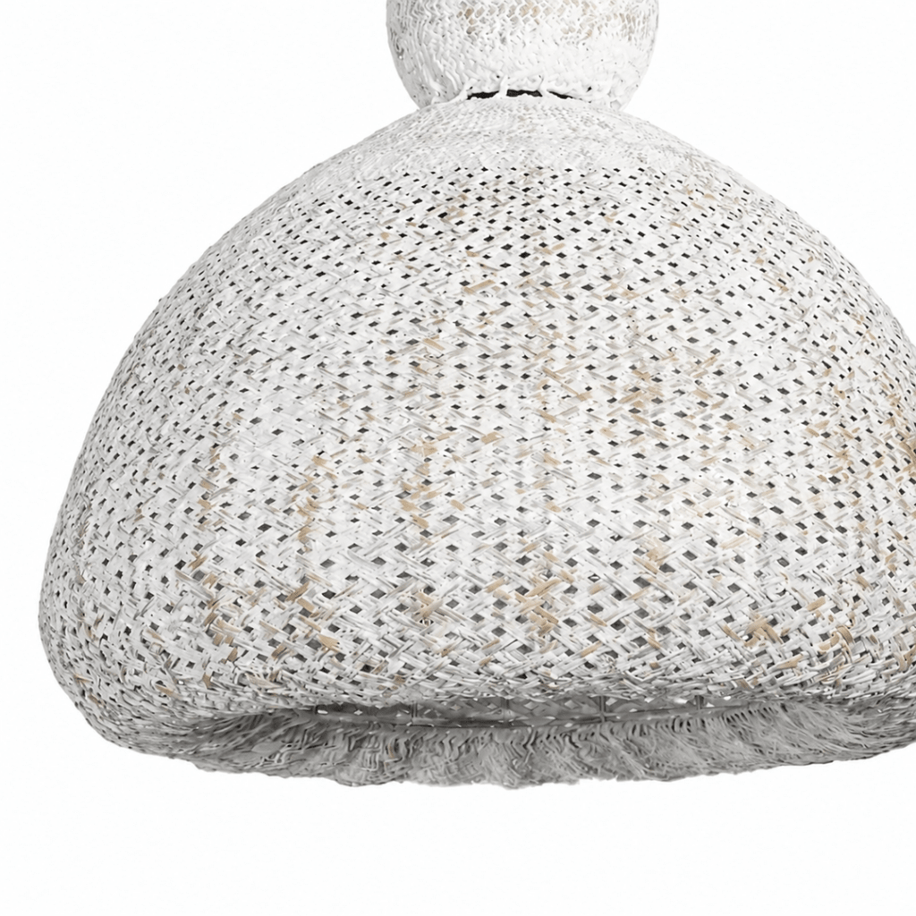 Bali Bell 32" White Rattan Pendant