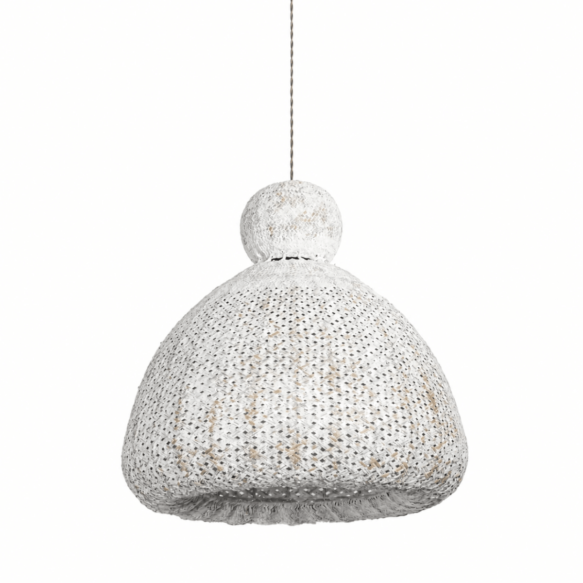 Bali Bell 32" White Rattan Pendant