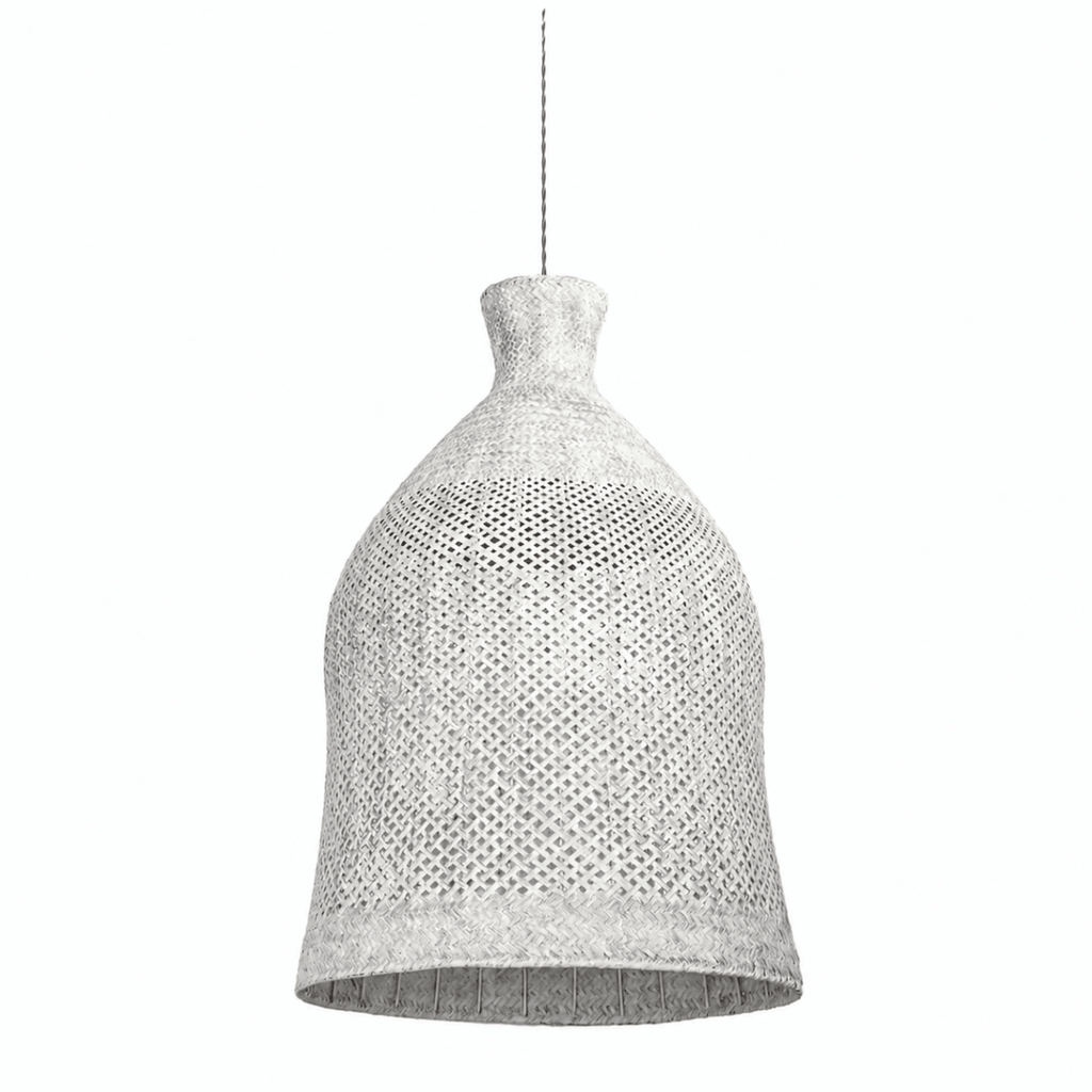 Bali Bloom 32" White Rattan Pendant