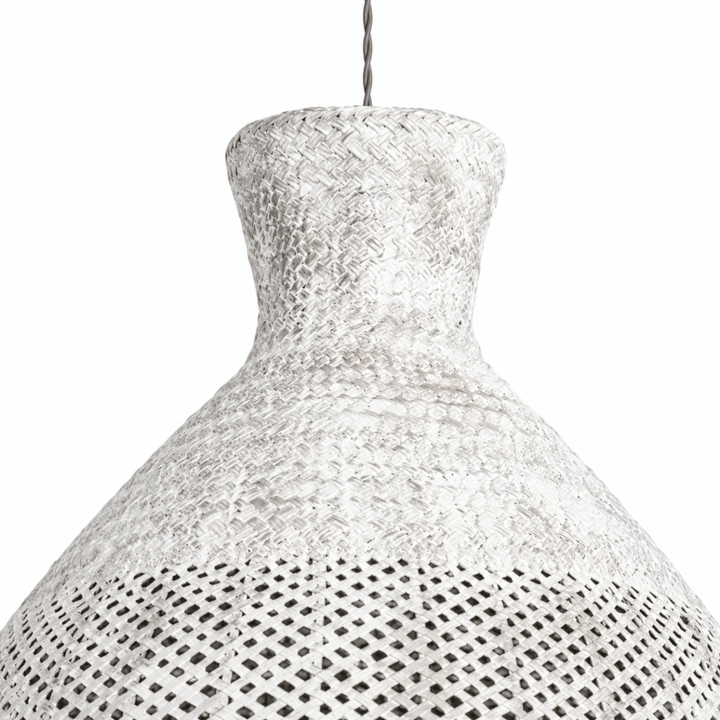 Bali Bloom 32" White Rattan Pendant
