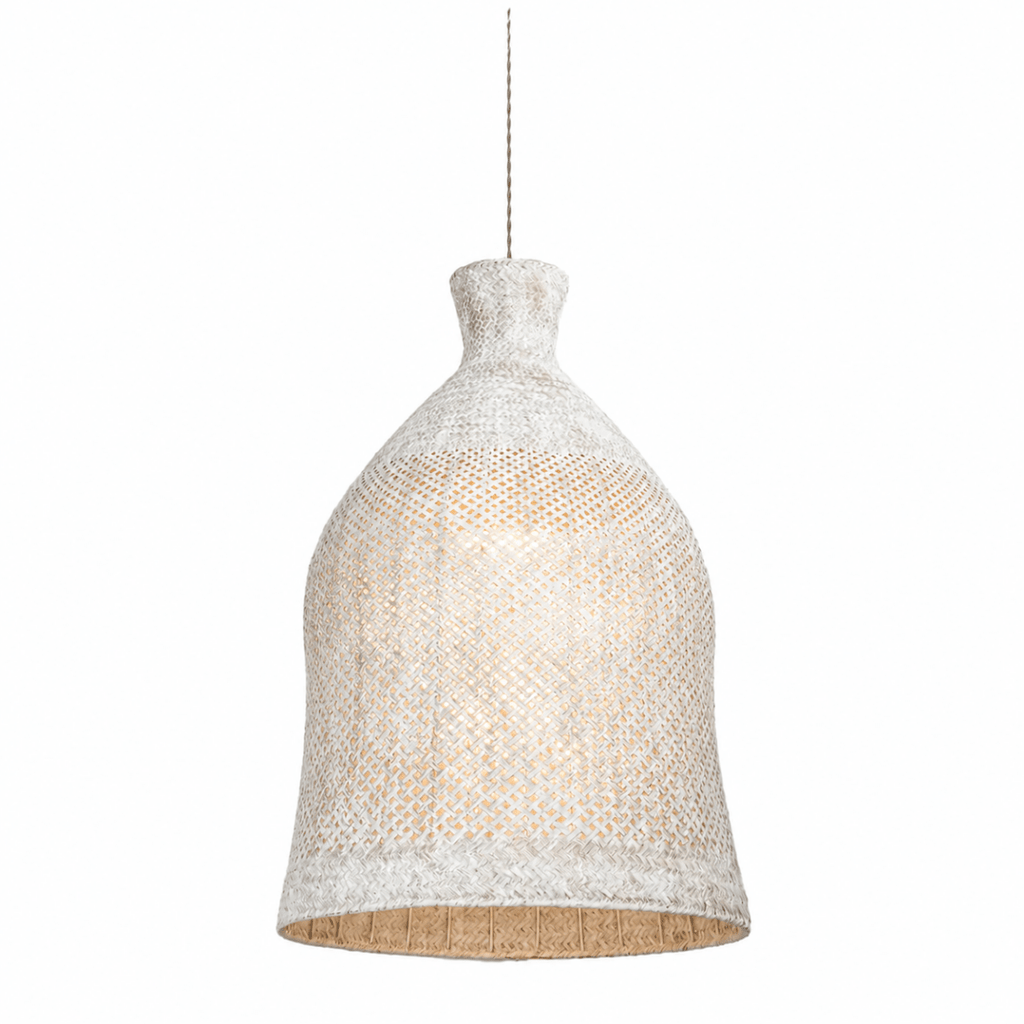 Bali Bloom 32" White Rattan Pendant