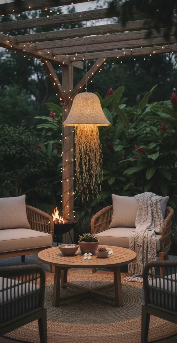 Bali Cascade 28" Natural Rattan Pendant