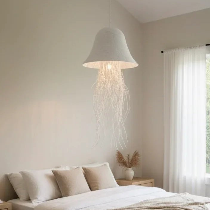 Bali Cascade 28" White Rattan Pendant