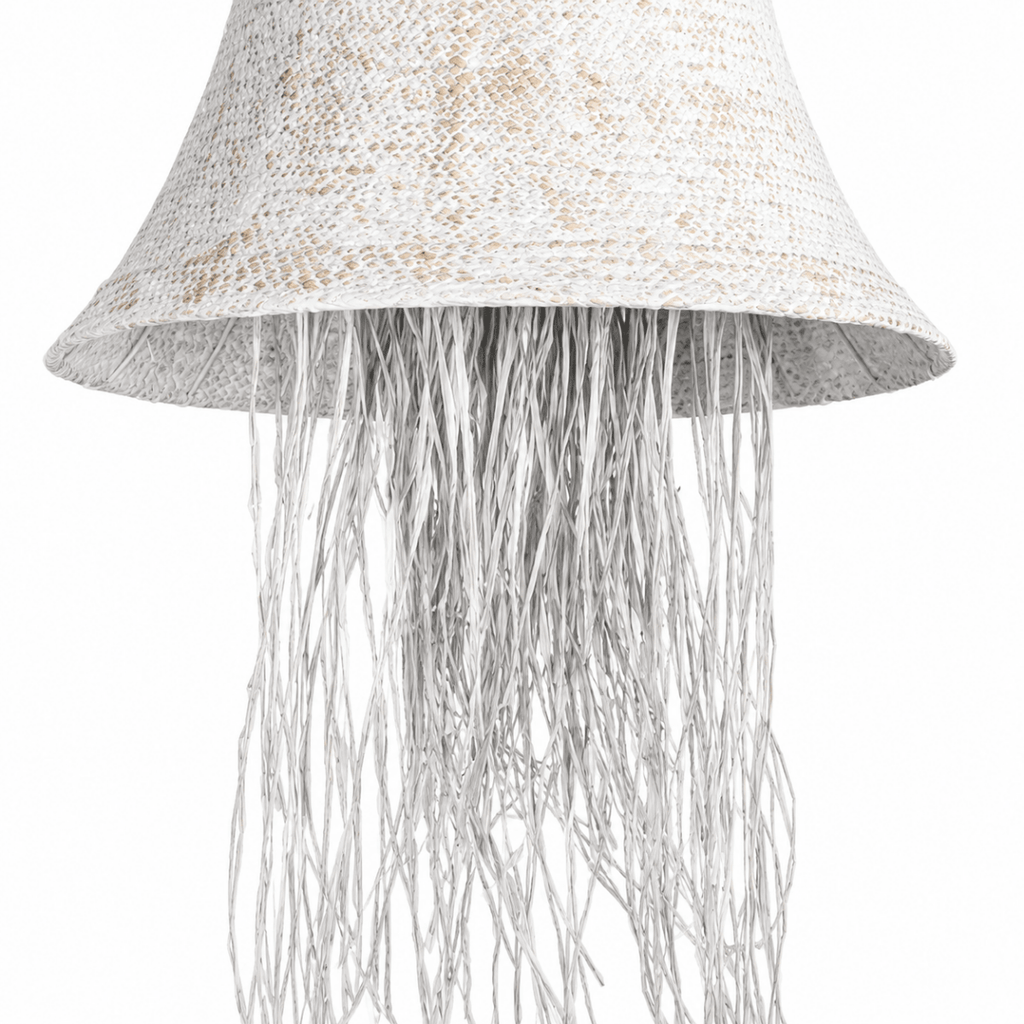 Bali Cascade 28" White Rattan Pendant