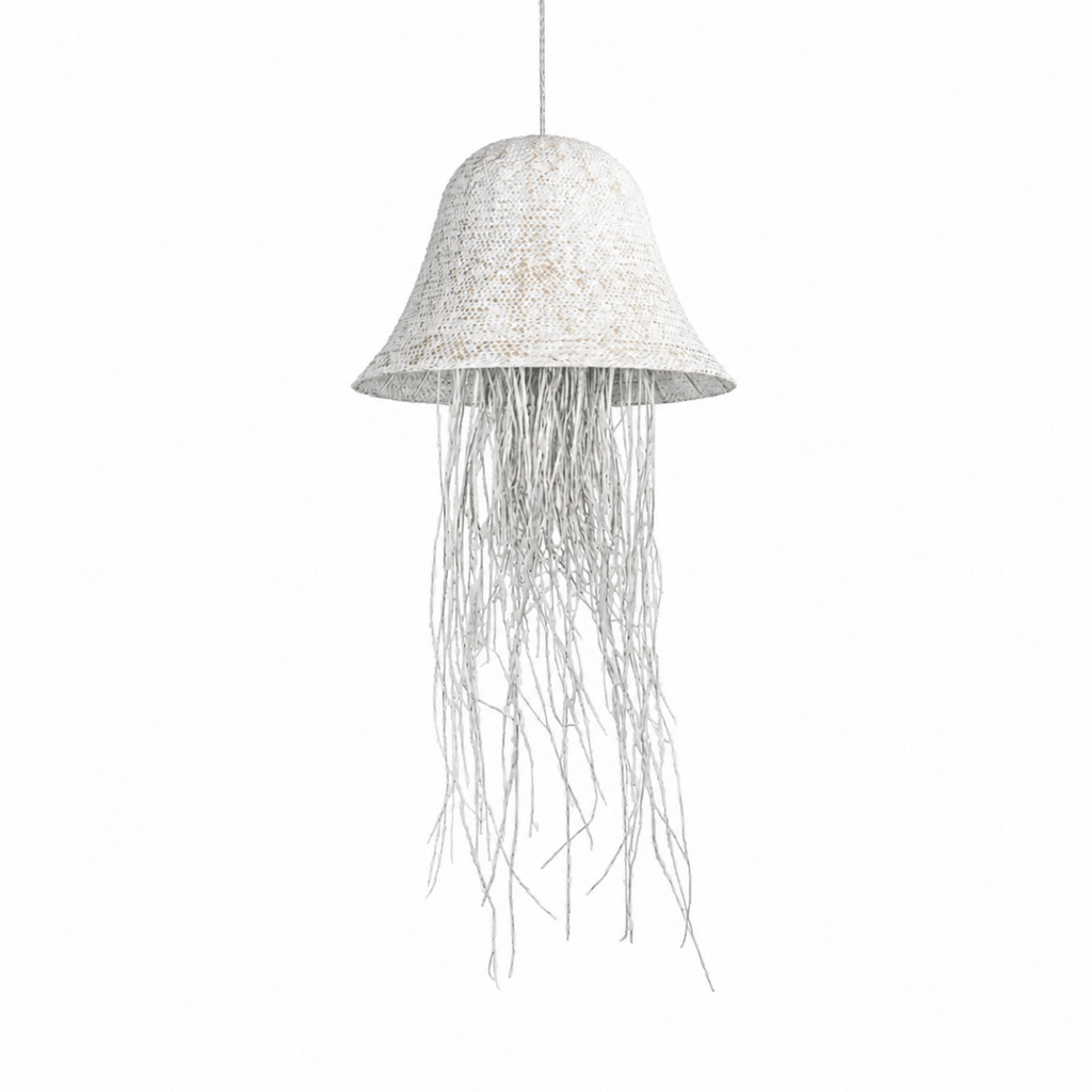 Bali Cascade 28" White Rattan Pendant