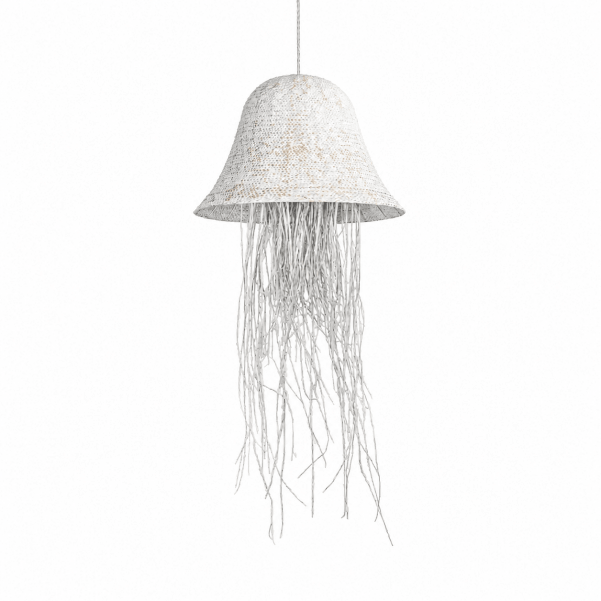 Bali Cascade 28" White Rattan Pendant