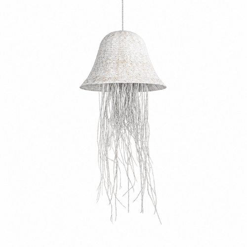 Bali Cascade 28" White Rattan Pendant