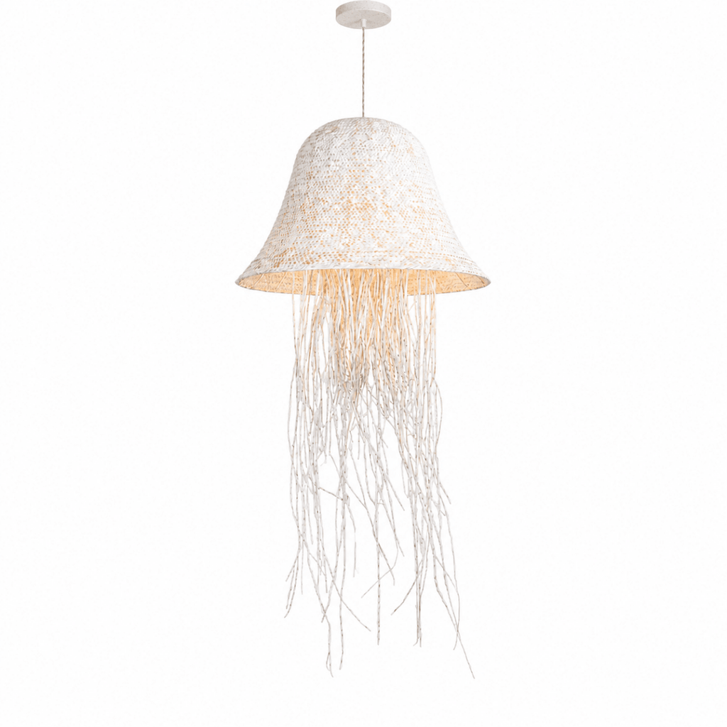 Bali Cascade 28" White Rattan Pendant