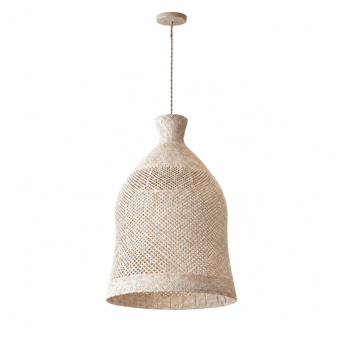 Bali Flute 20" White Rattan Pendant