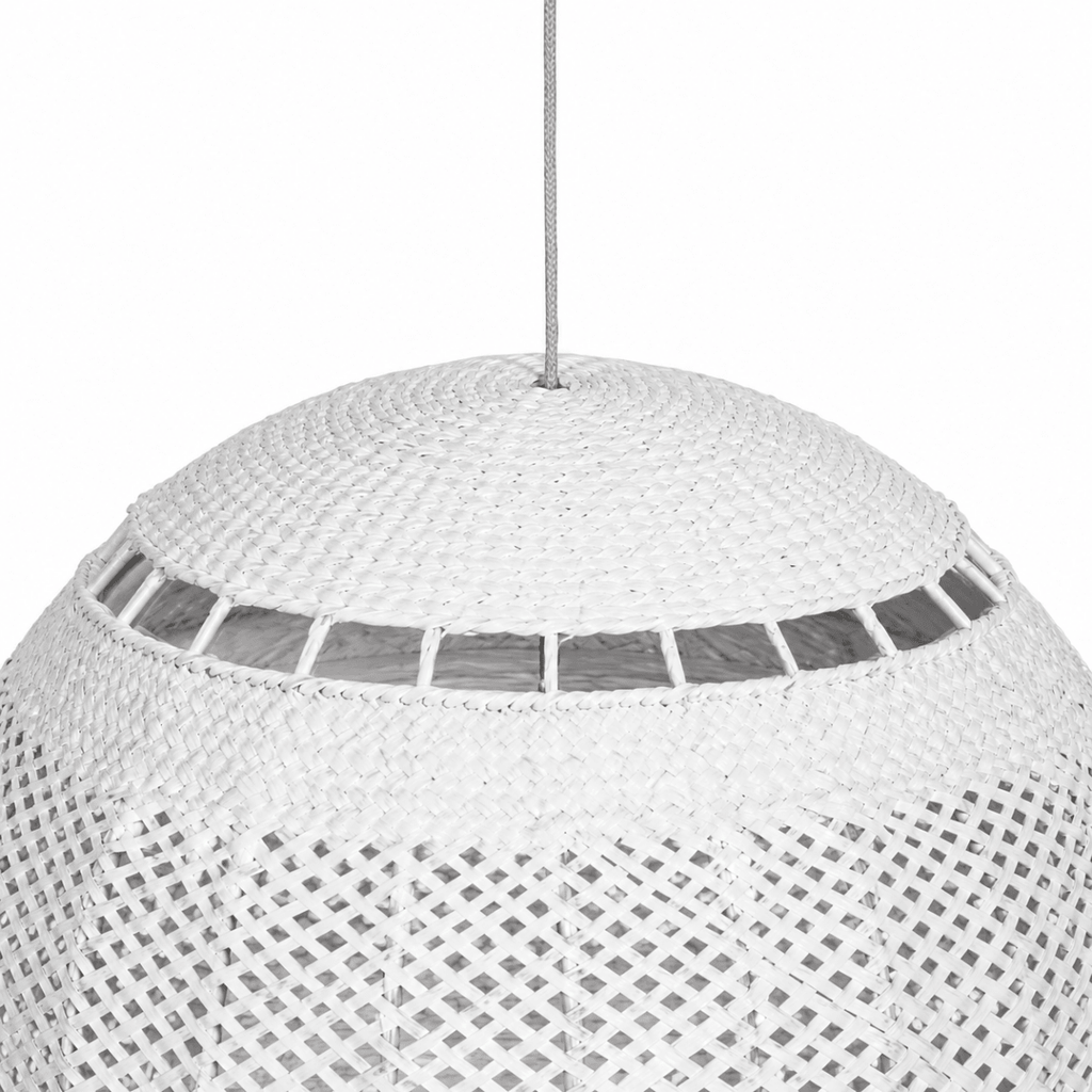 Bali Orb 19" White Rattan Pendant