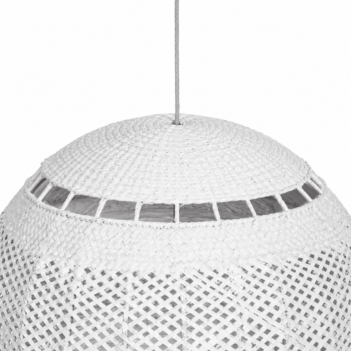 Bali Orb 19" White Rattan Pendant