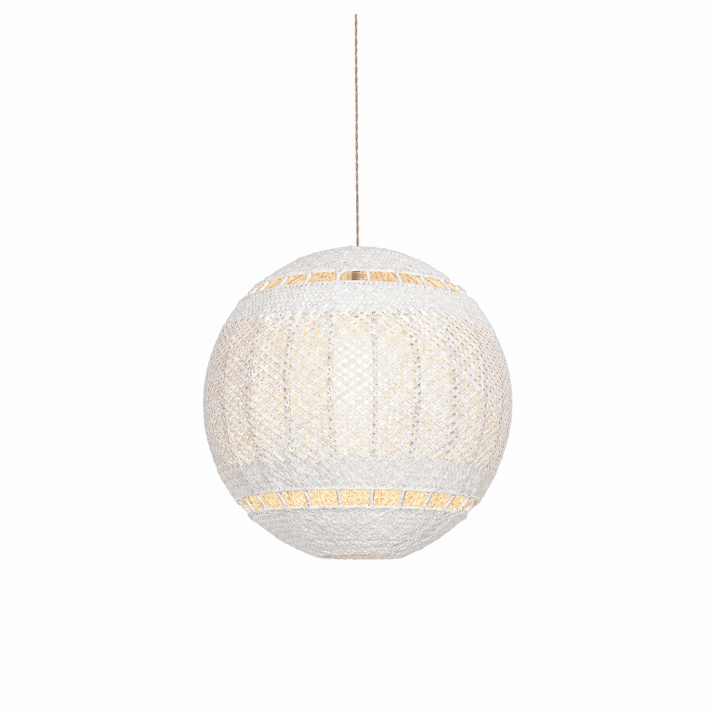 Bali Orb 19" White Rattan Pendant