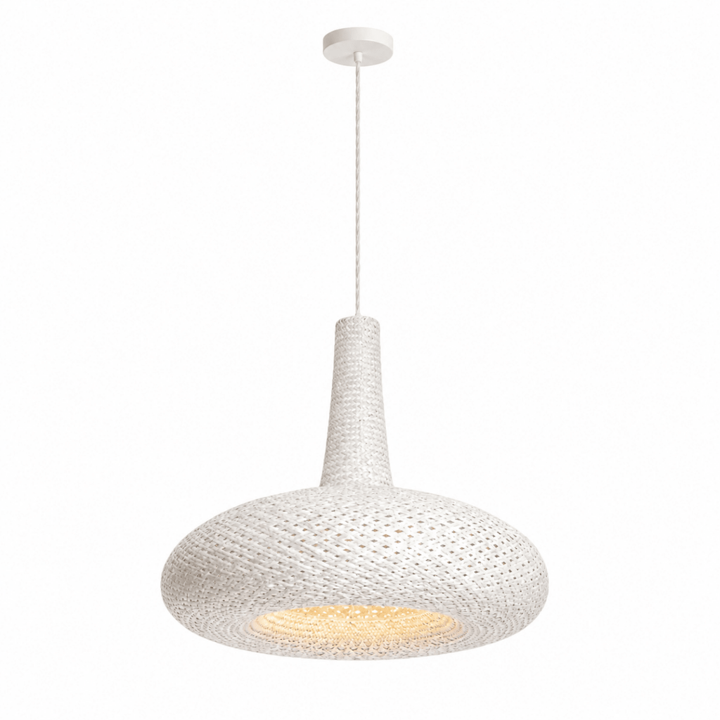Bali Spin 24" White Rattan Pendant