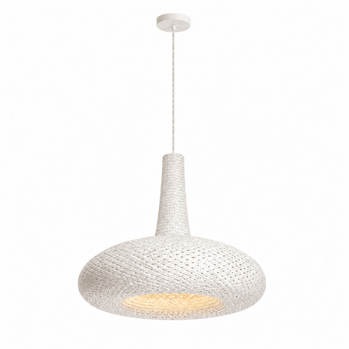 Bali Spin 24" White Rattan Pendant
