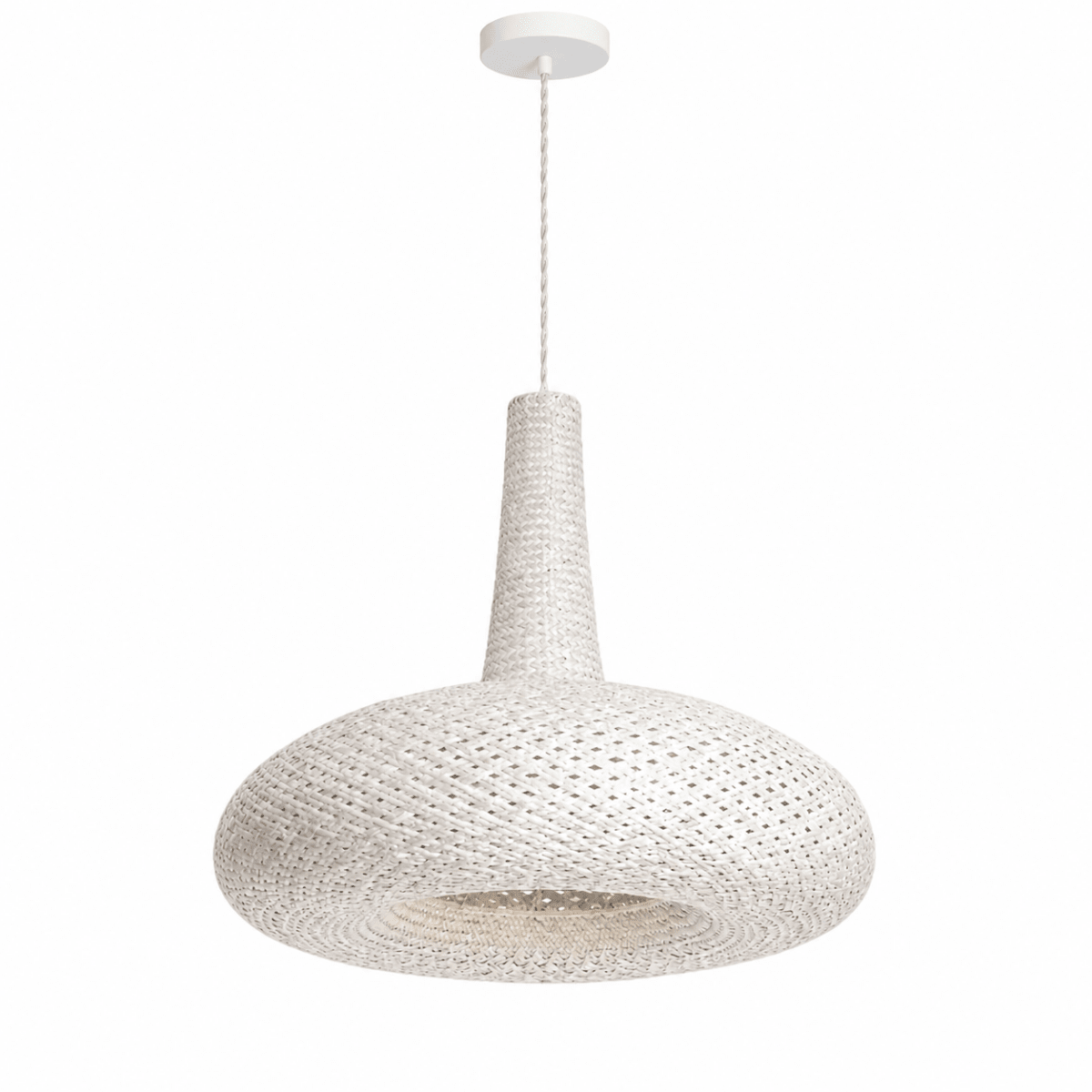 Bali Spin 24" White Rattan Pendant