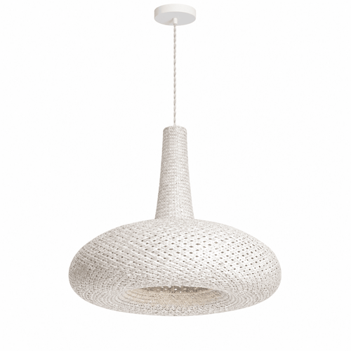 Bali Spin 24" White Rattan Pendant