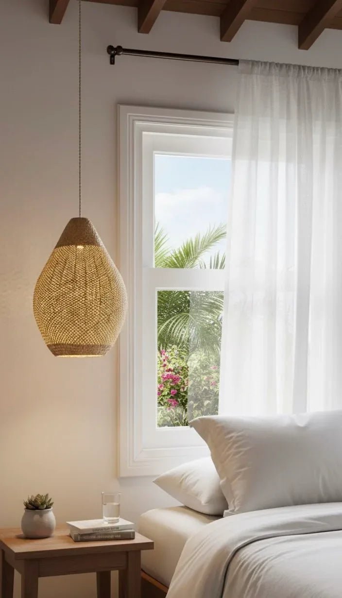 Bali Teardrop 20" Natural Rattan Pendant