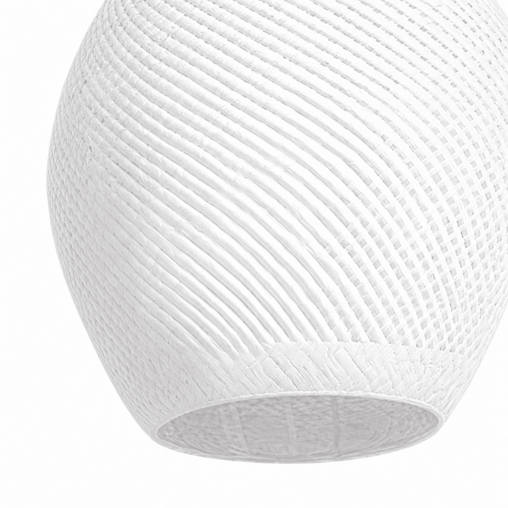 Bali Teardrop 20" White Rattan Pendant