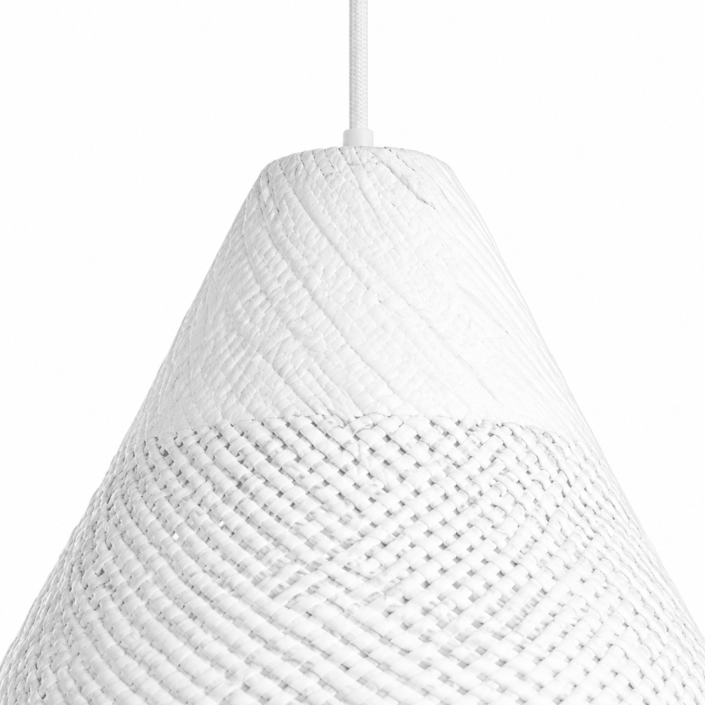 Bali Teardrop 20" White Rattan Pendant