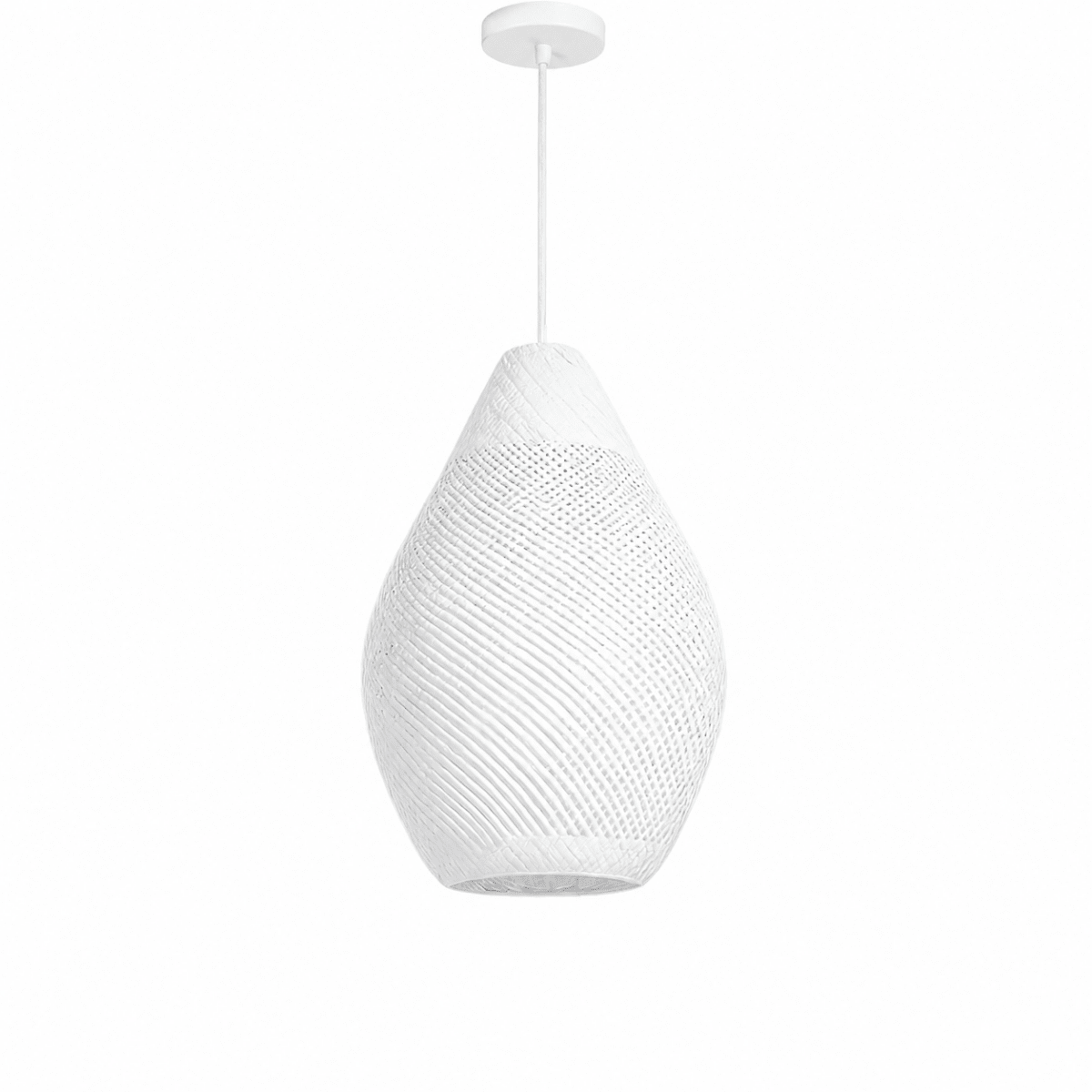 Bali Teardrop 20" White Rattan Pendant