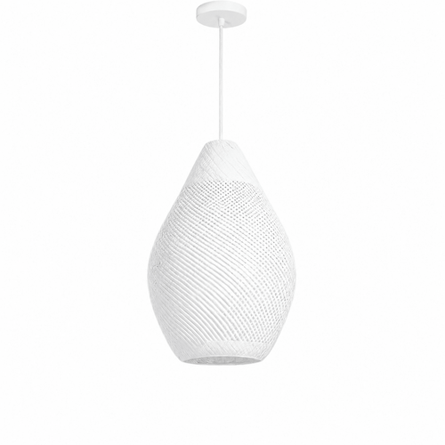 Bali Teardrop 20" White Rattan Pendant