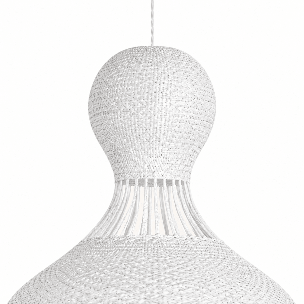 Bali Twist 22 Inch White Rattan Pendant