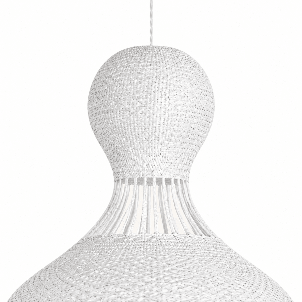 Bali Twist 22 Inch White Rattan Pendant