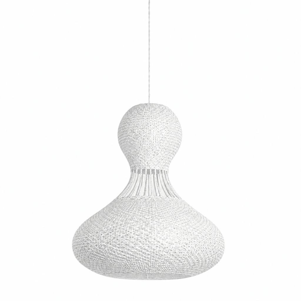 Bali Twist 22 Inch White Rattan Pendant