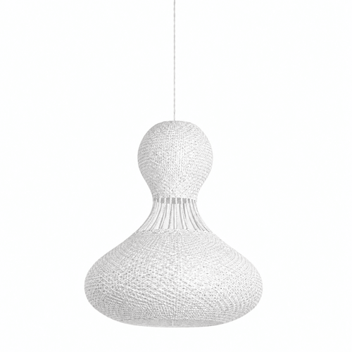 Bali Twist 22 Inch White Rattan Pendant