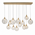 Celina 60" Clear Water Glass Linear Chandelier - 13 Lights