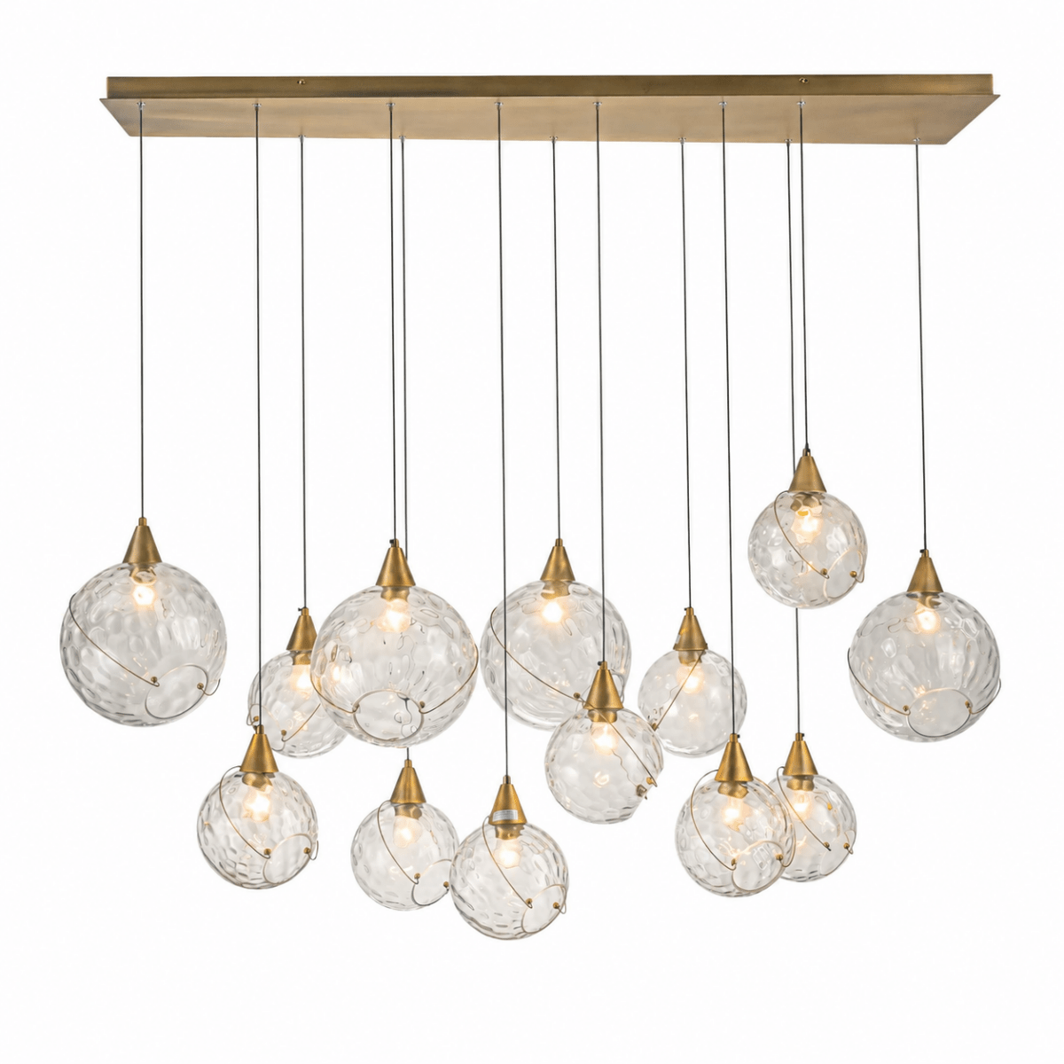Celina 60" Clear Water Glass Linear Chandelier - 13 Lights
