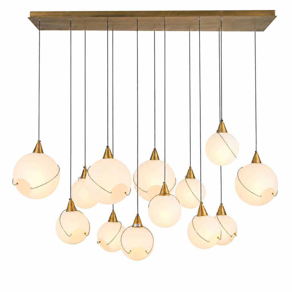 Celina 60" Opal Glass Linear Chandelier- 13 Lights