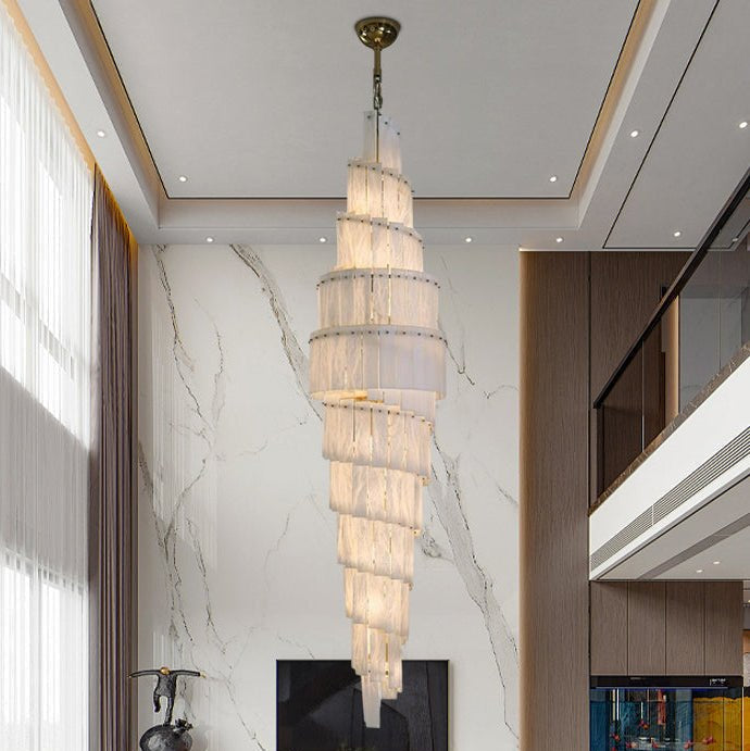 Celine Selanite 90" Spiral Stairwell Chandelier