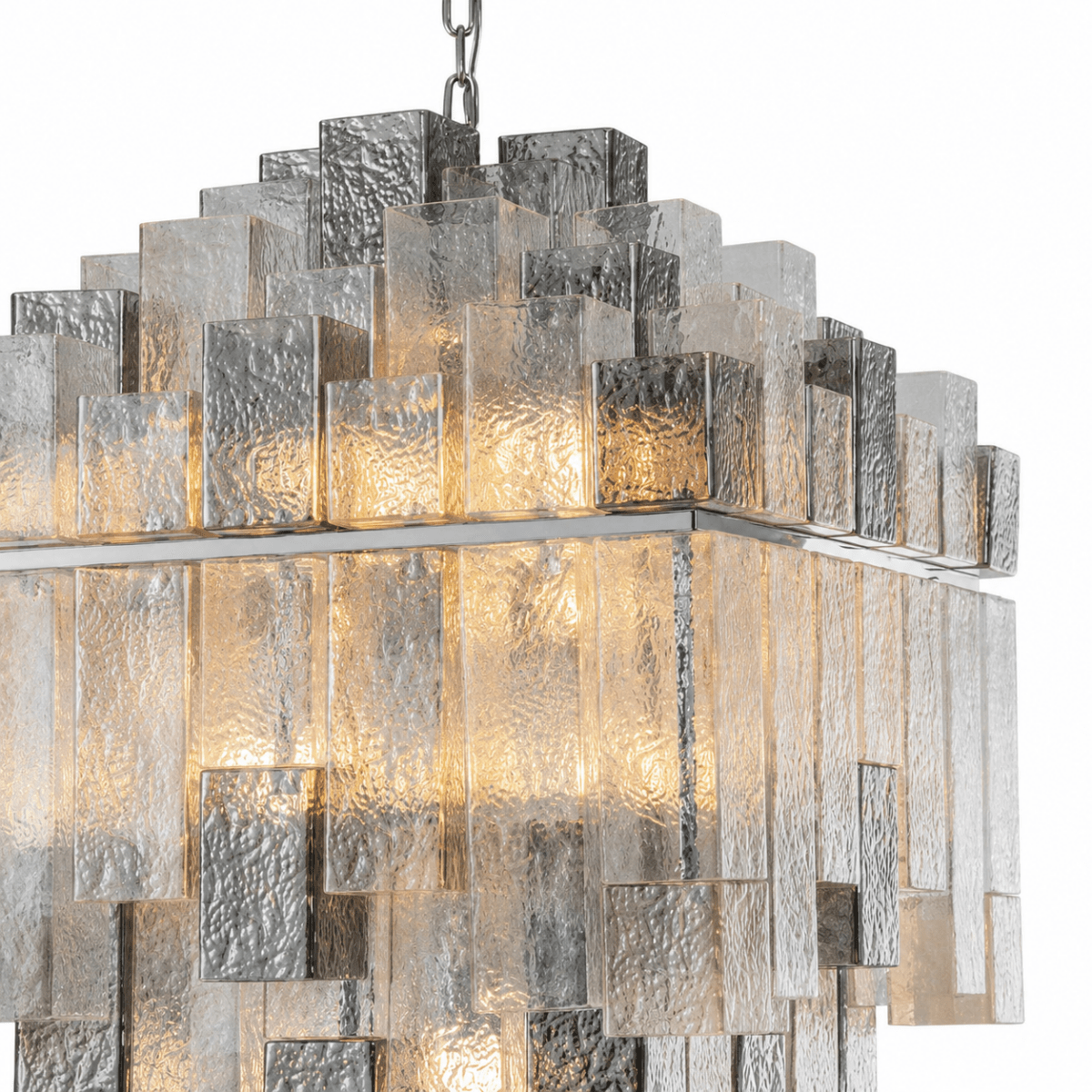 Cubist 42 Inch Glass Chandelier