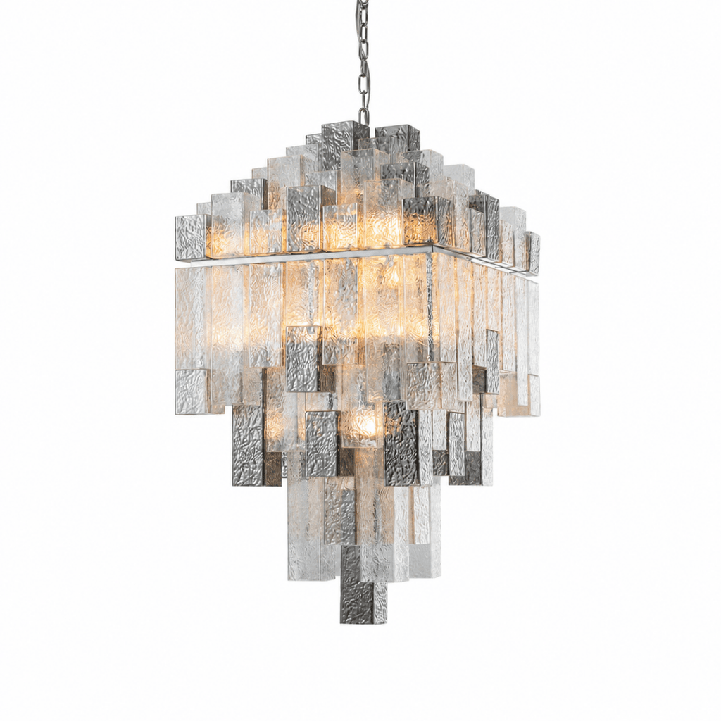 Cubist 42 Inch Glass Chandelier