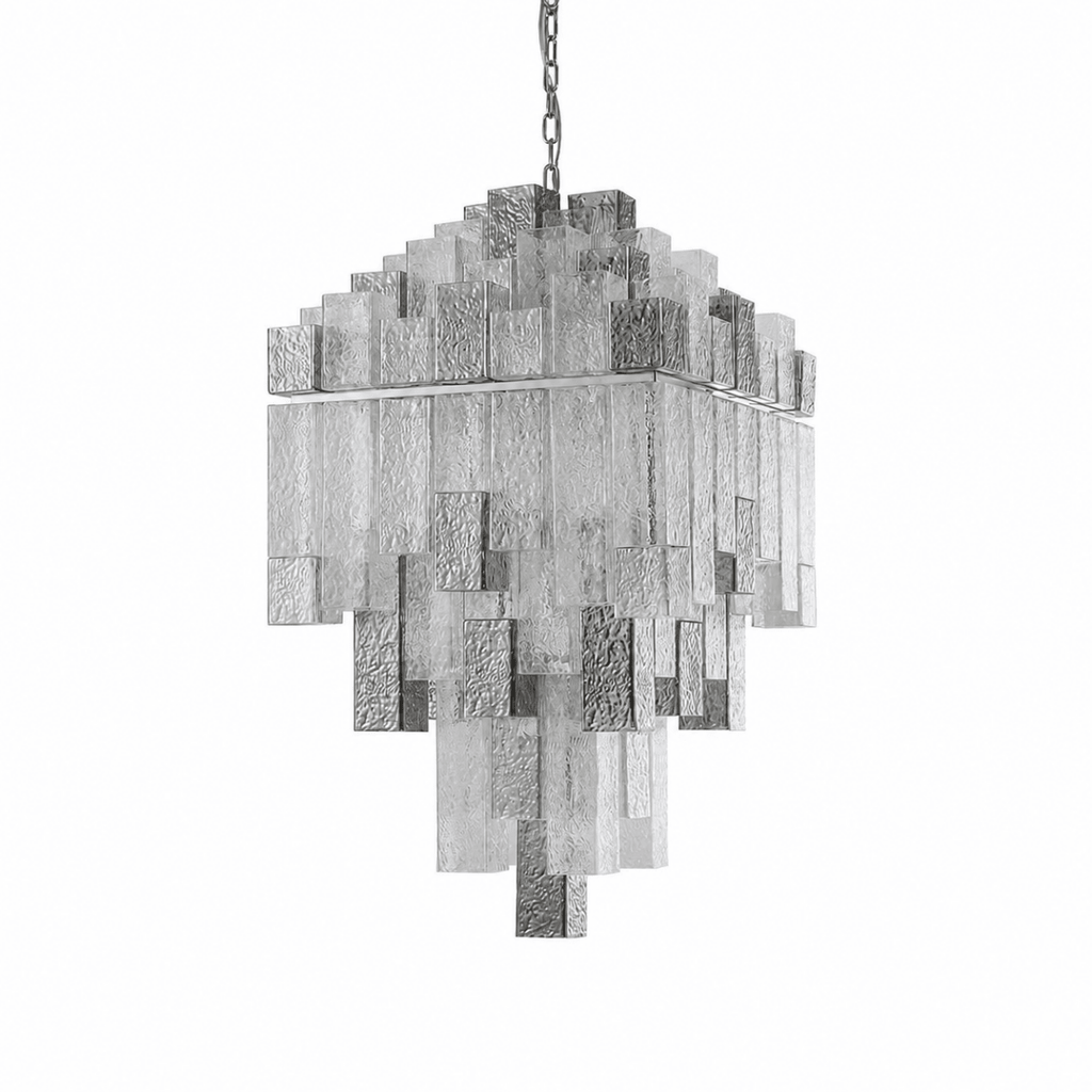 Cubist 42 Inch Glass Chandelier
