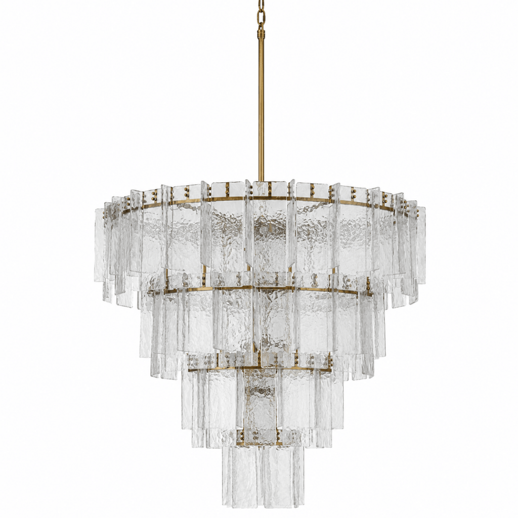 Glaciera Ice Aged Brass Tiered Chandelier