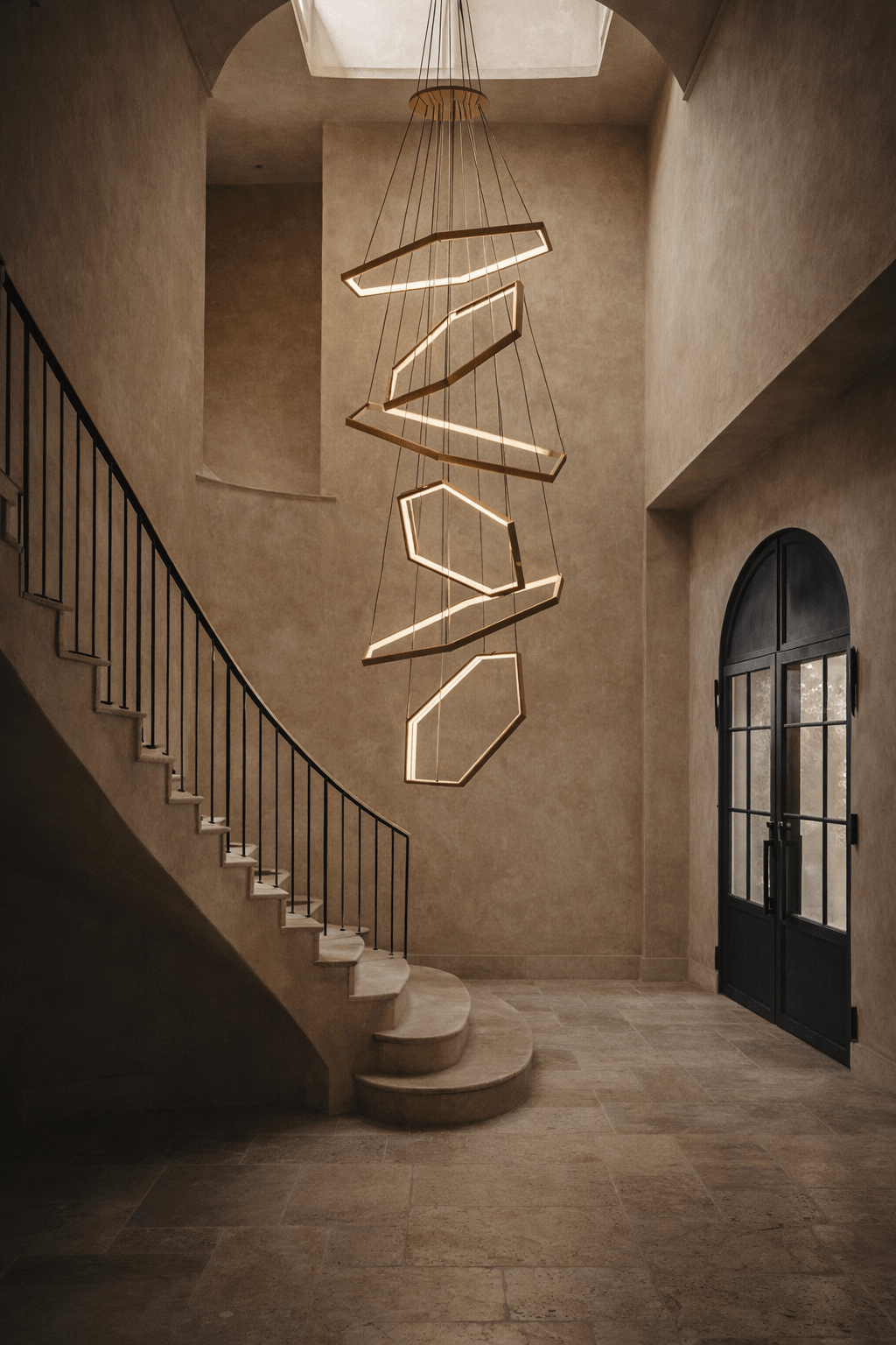 Helix Halo Tiered Hexagon LED Chandelier