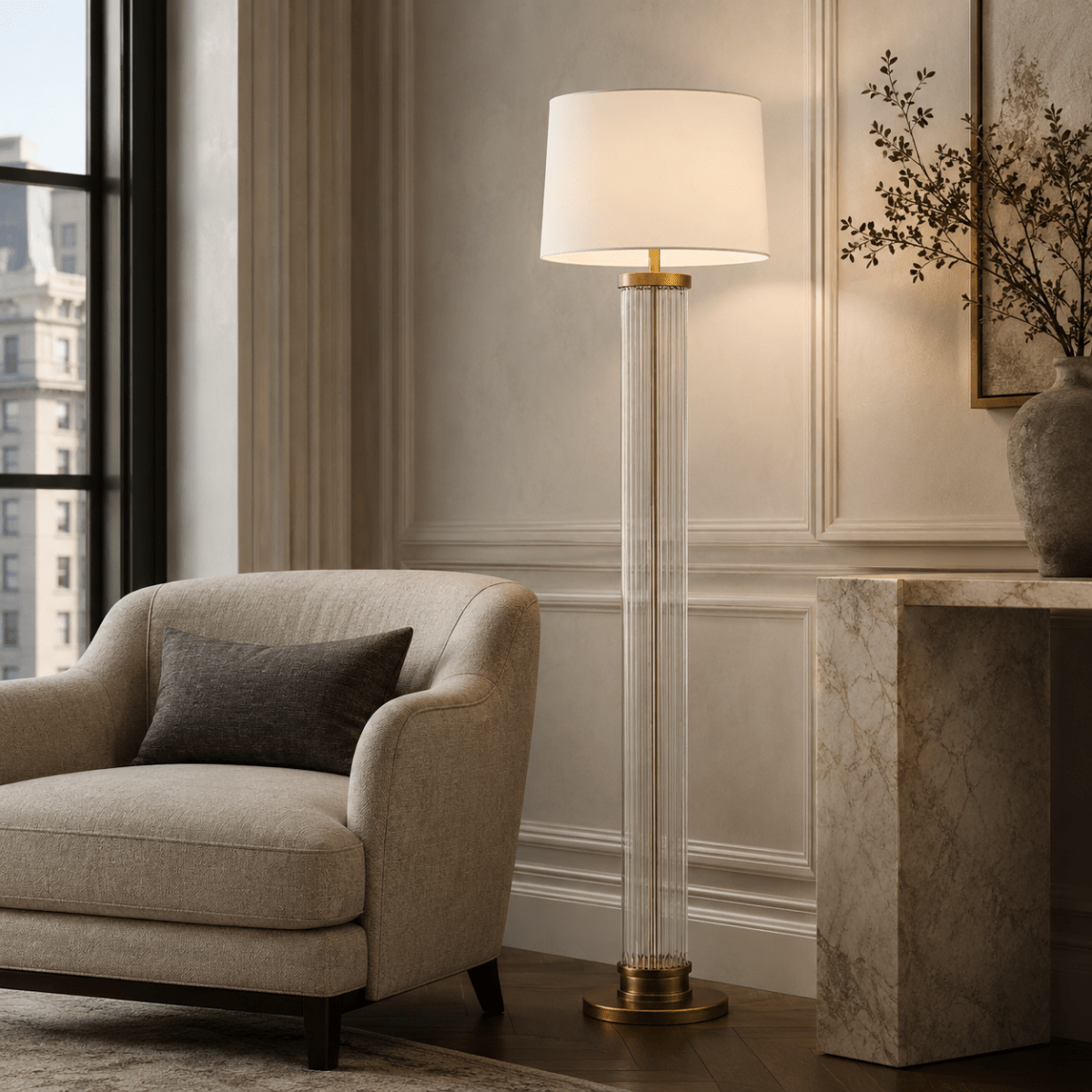 Lucent Reed Crystal Column Floor Lamp