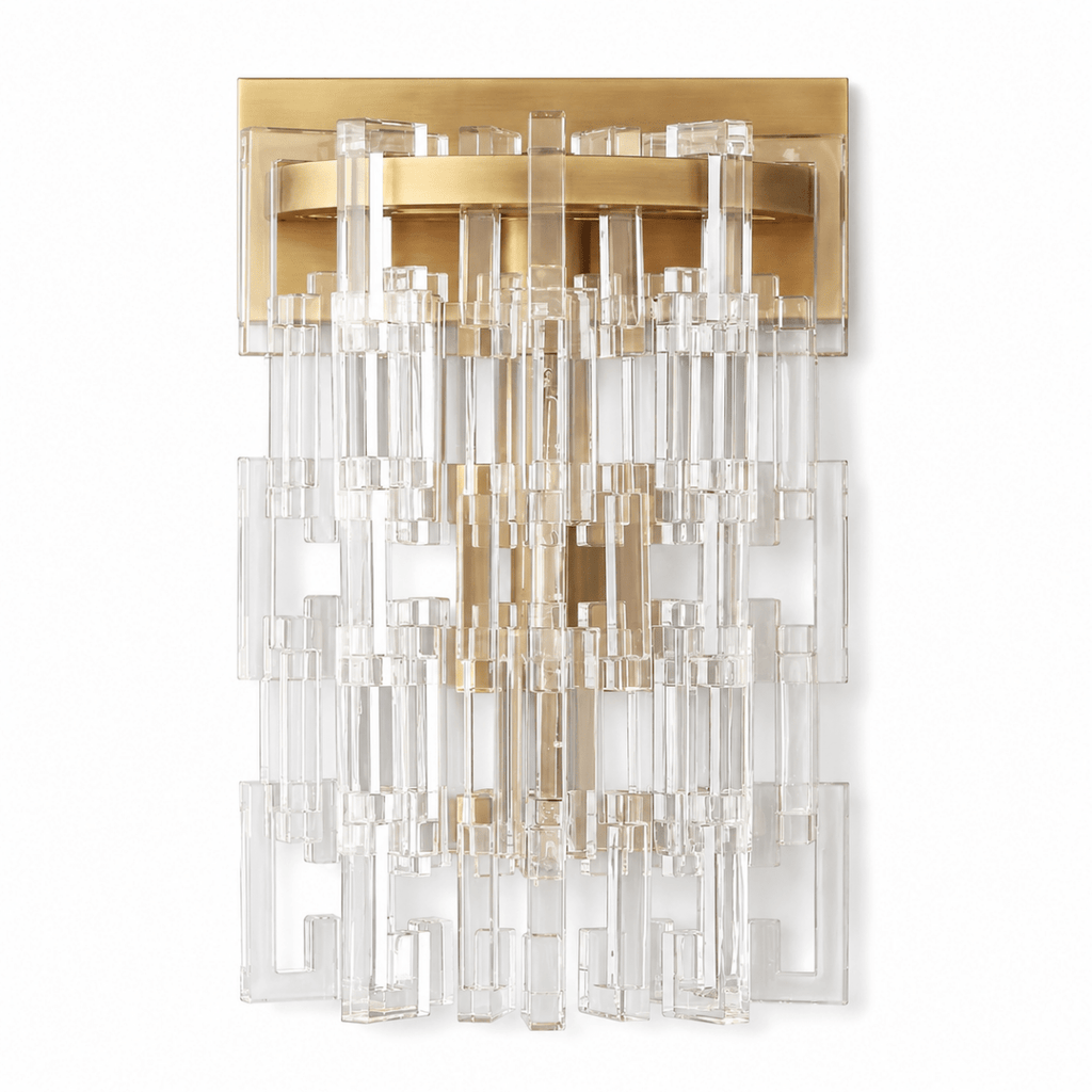 Lustra Aged Brass Crystal Round LED Wall Sconce