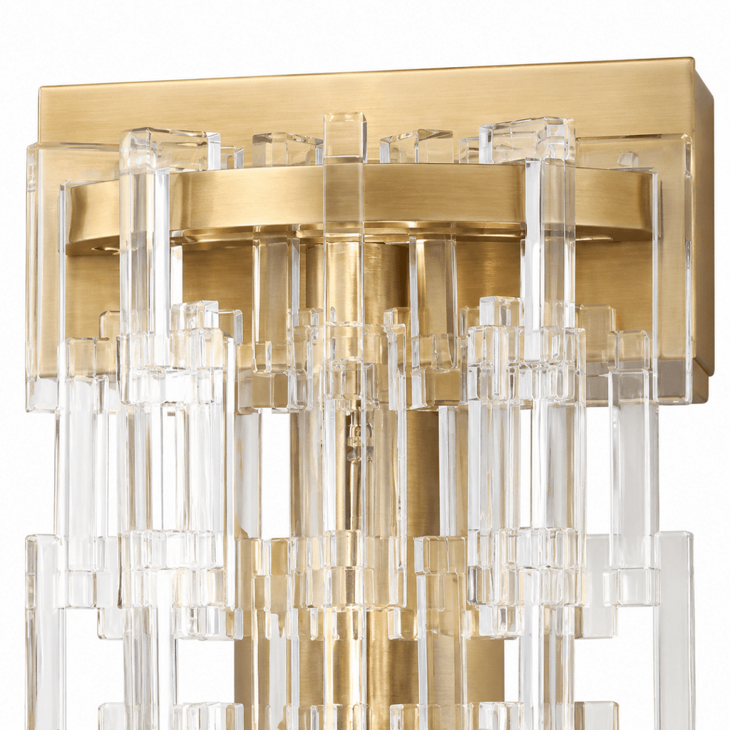 Lustra Aged Brass Crystal Round LED Wall Sconce