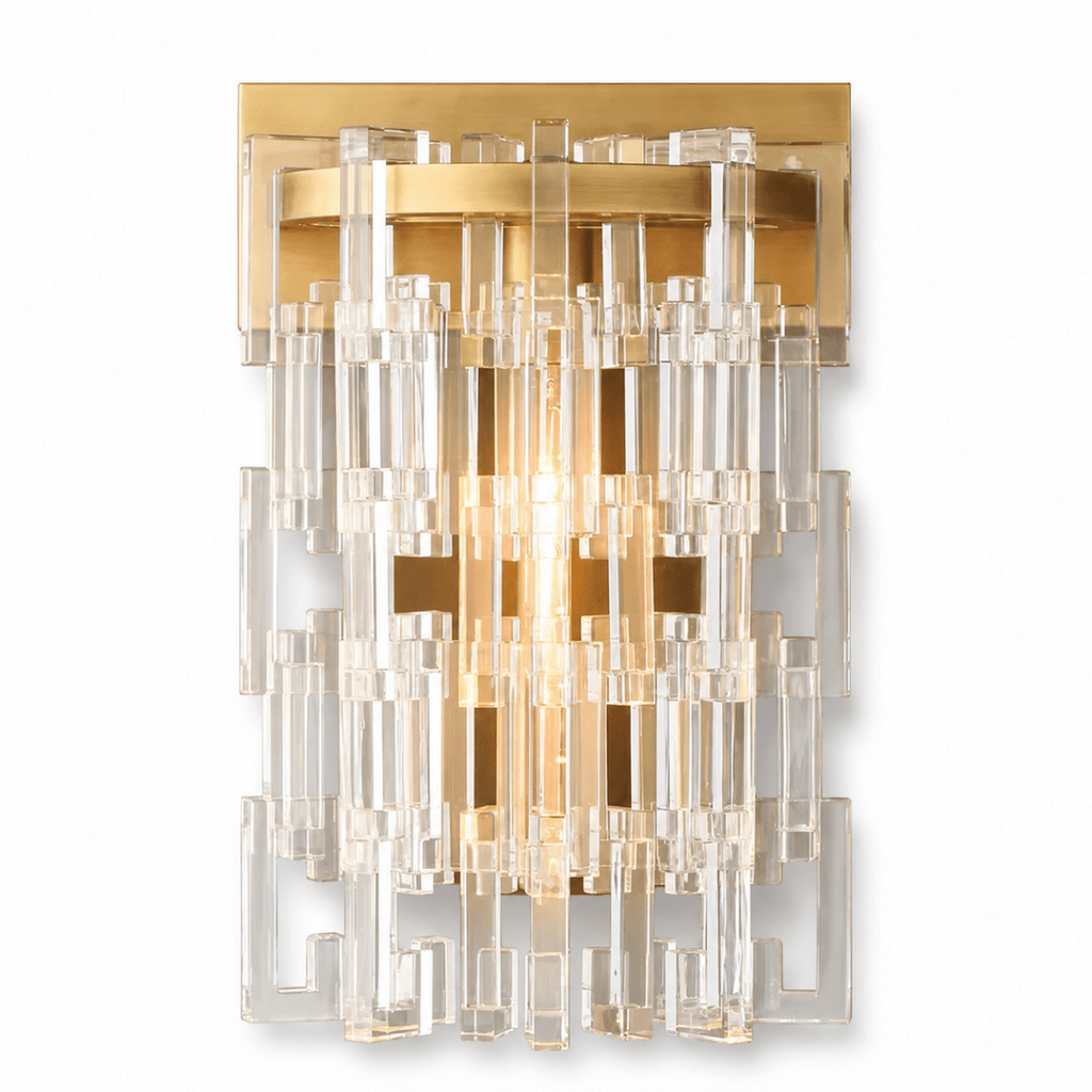 Lustra Aged Brass Crystal Round LED Wall Sconce
