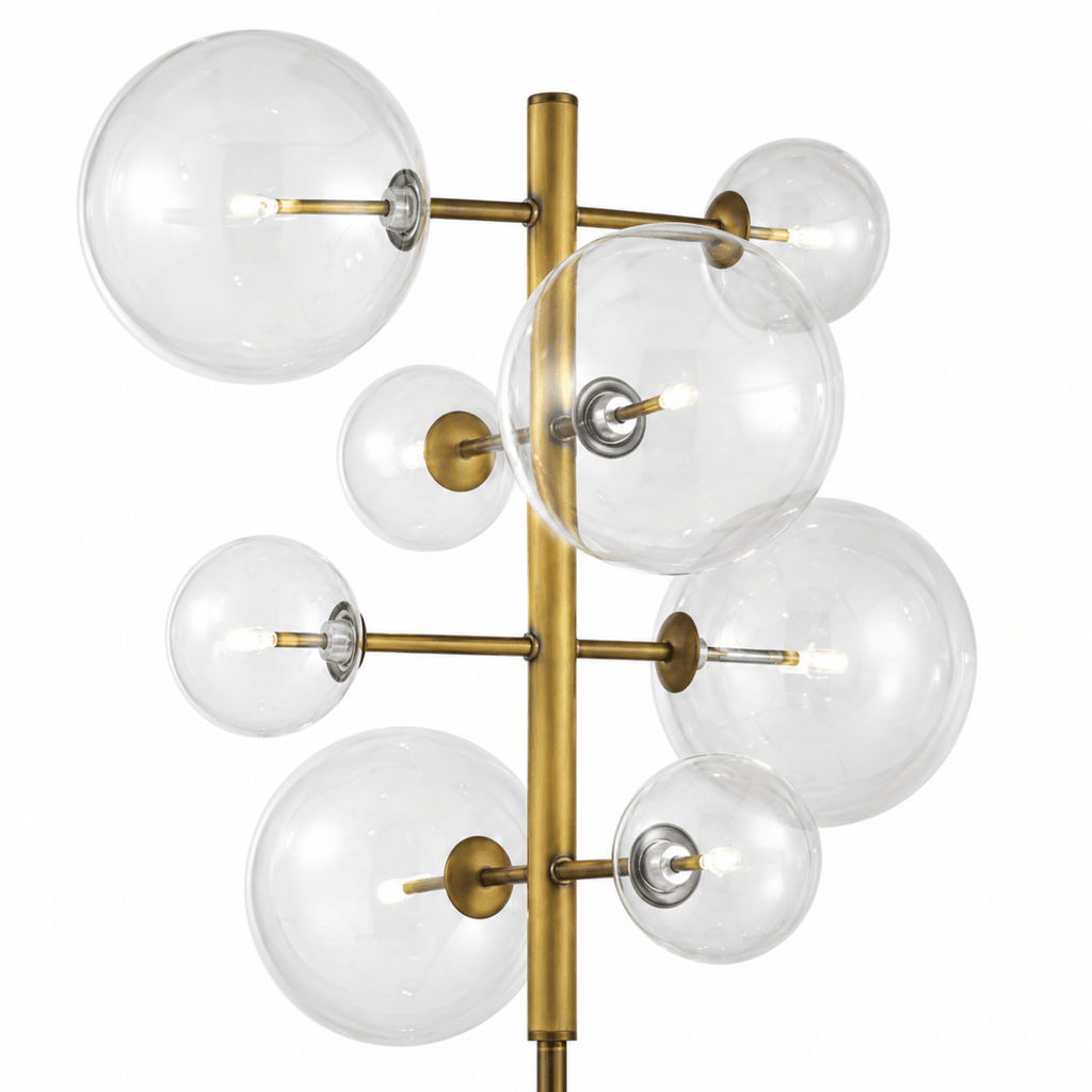Nebulo 8 - Globe Aged Brass Staggered Floor Lamp