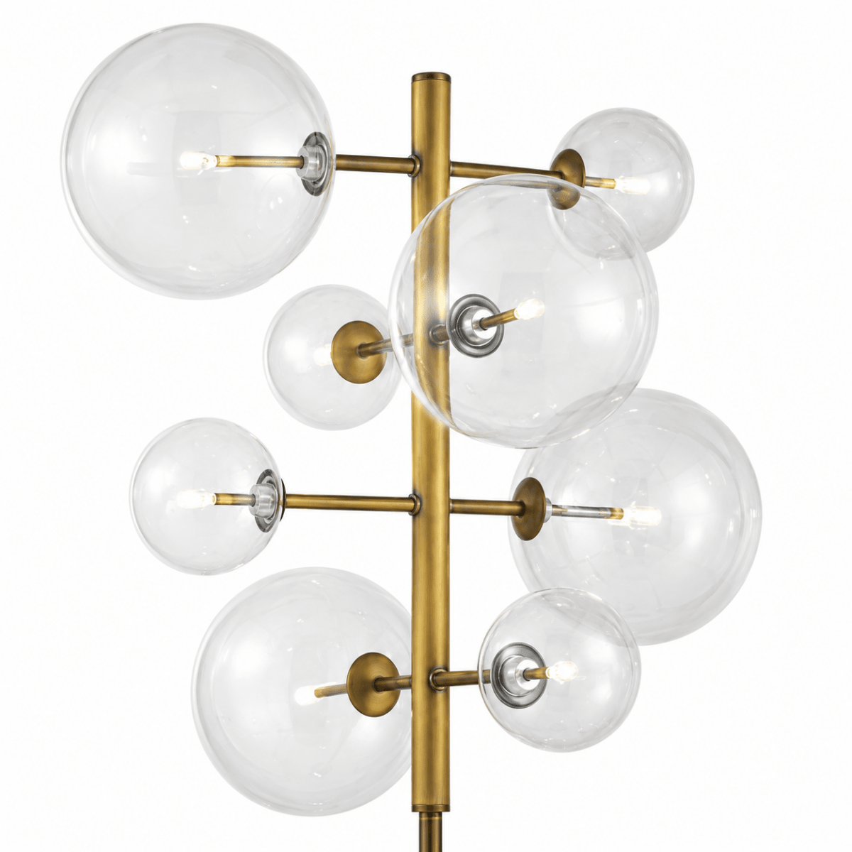 Nebulo 8 - Globe Aged Brass Staggered Floor Lamp