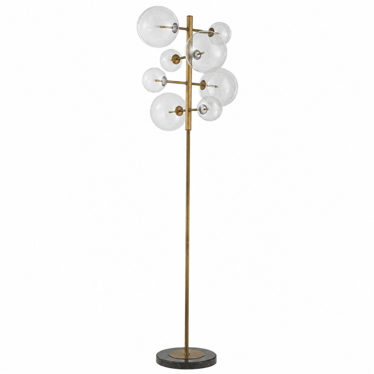 Nebulo 8 - Globe Aged Brass Staggered Floor Lamp