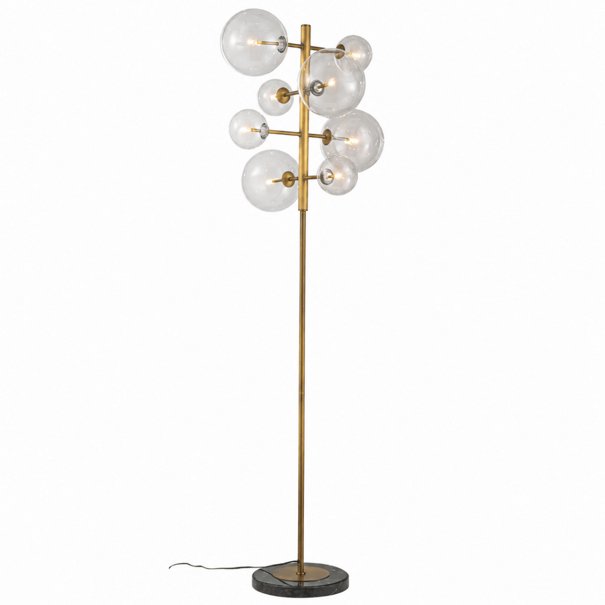 Nebulo 8 - Globe Aged Brass Staggered Floor Lamp